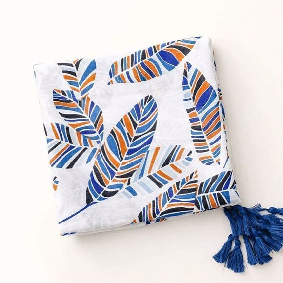 2/$30 Ladies Blue Feather Scarf   - Picture 6 of 9